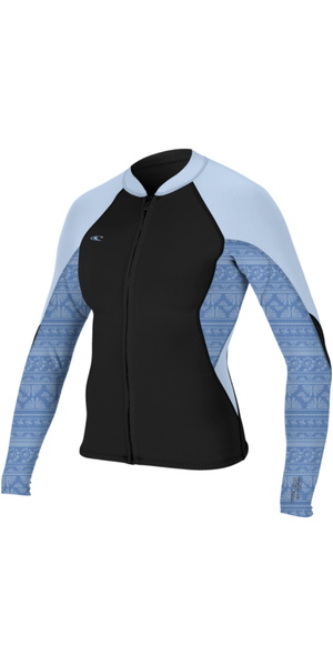2026 O'Neill Womens Bahia 1/0.5mm Full-Zip Jacket 4933 - Black / Surfabstract / Chambrayblu